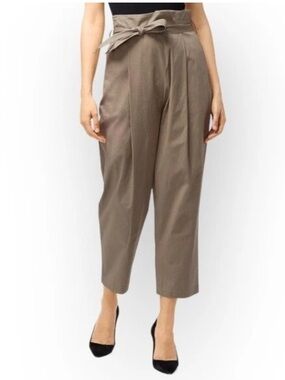 J Brand Taupe Paperbag Waist High Rise Belted Ankle Trousers Deckard taupe 28